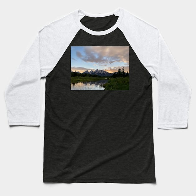 Wyoming’s Grand Lady Baseball T-Shirt by Art Quilts by Rhonda